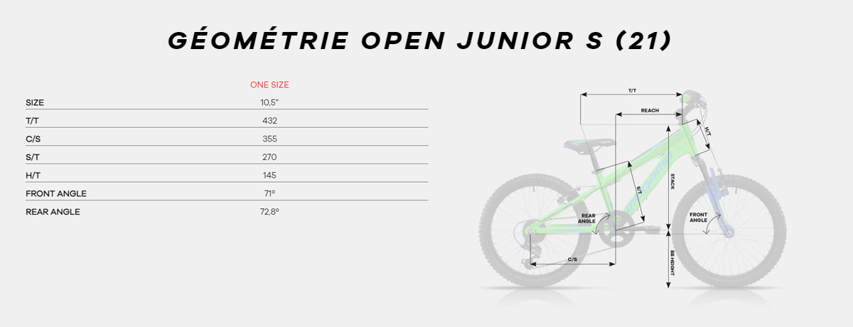 Guide de taille Open Junior S Année 2021